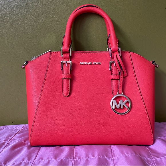 Michael Kors Handbags - Authentic Michael Kors Ciara Clementine Medium Messenger Leather Satchel Purse.